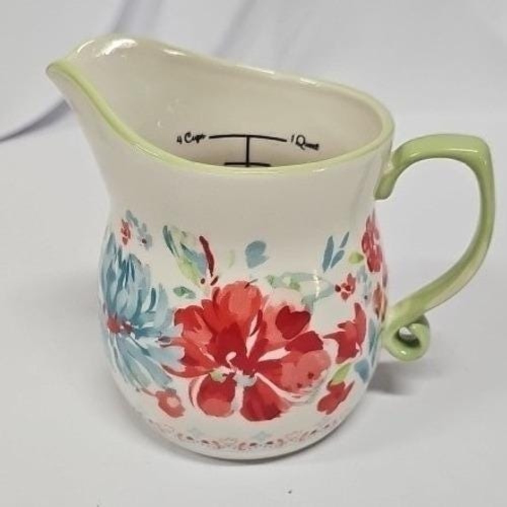 The Pioneer Woman Breezy Blossom 4 Cup Ceramic Measuring Pitcher 1 Quart Floral